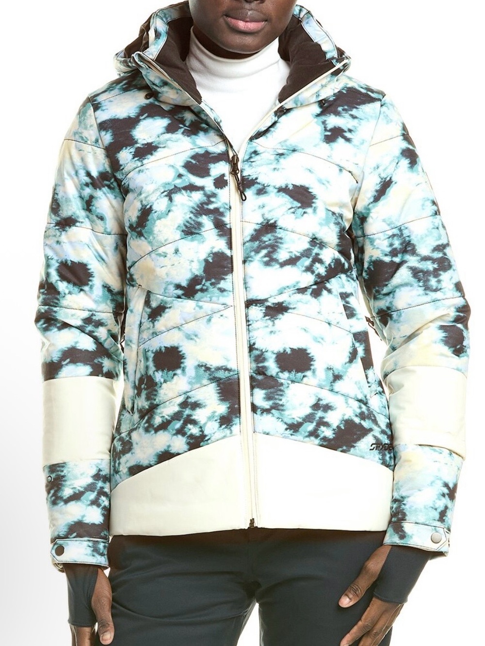 Spyder Women's Aqua and Cream Tie-Dye Puffer Jacket